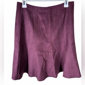 White House Black Market Plum Faux-Suede Skater Skirt